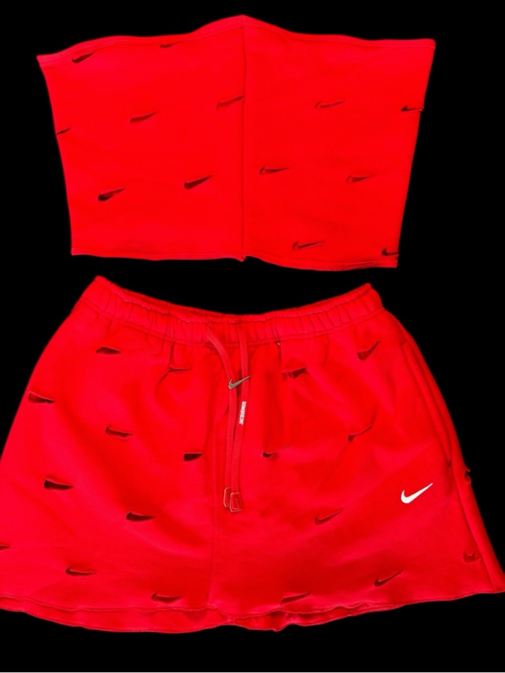 Nike x Jacquemus Women’s Red Tube-top & Skirt Set Cutout Logo Accents Sm Rare